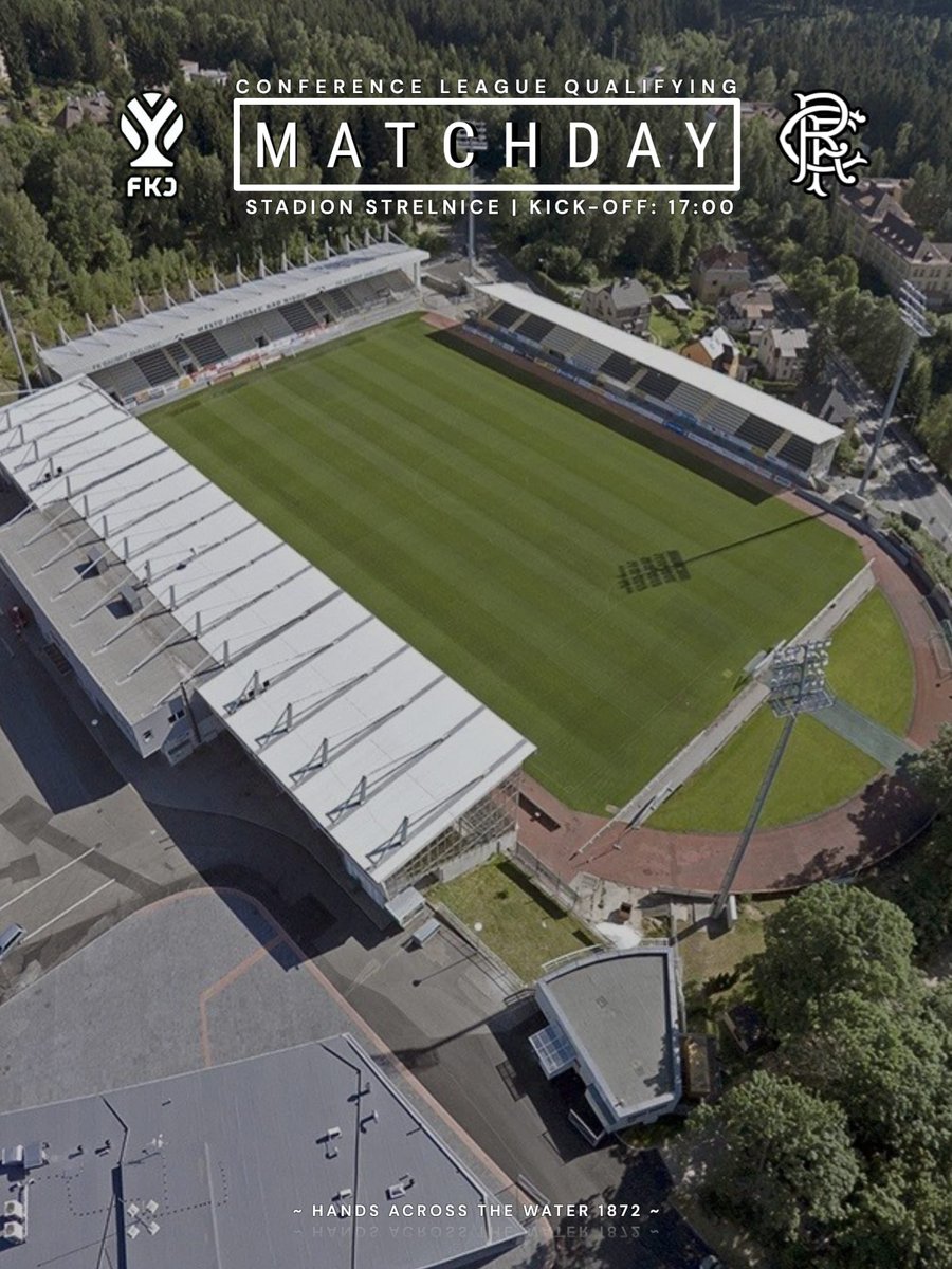 HATW1872's tweet photo. 👊 It's Matchday 👊 🔴⚪️🔵

Jablonec 🆚️ Rangers
🏟 Stadion Střelnice
🕓17:00
🏆 UEFA Conference League Qualifier
📺 Rangers TV
AGG. 0-1 https://t.co/U0D7RKnxP0