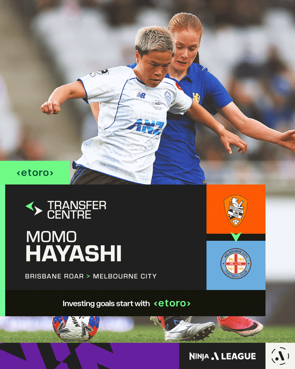 aleaguewomen's tweet photo. #BREAKING: Another major transfer to Melbourne City's impressive squad 😳🔥 

Momo Hayashi joins the likes of Cortnee Vine, Melina Ayres, Taylor Ray and Jessika Nash who have also joined the reigning A-League Women Champions in the off-season ✍️ https://t.co/eqLpIMgZLn