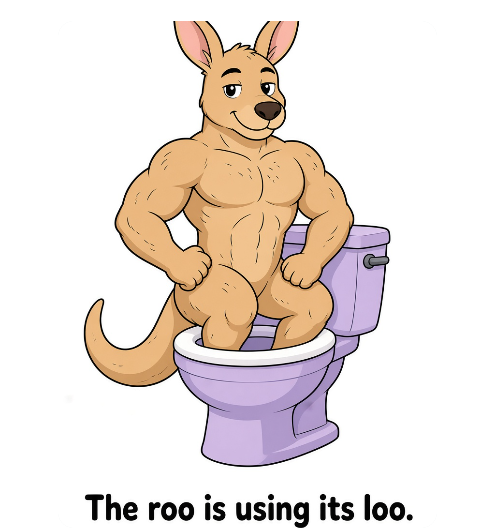 ftsh3's tweet photo. roo=カンガルー（豪）、loo=トイレ（英、豪）うまく発音する自信がない。 https://t.co/lDZ6vJrdag