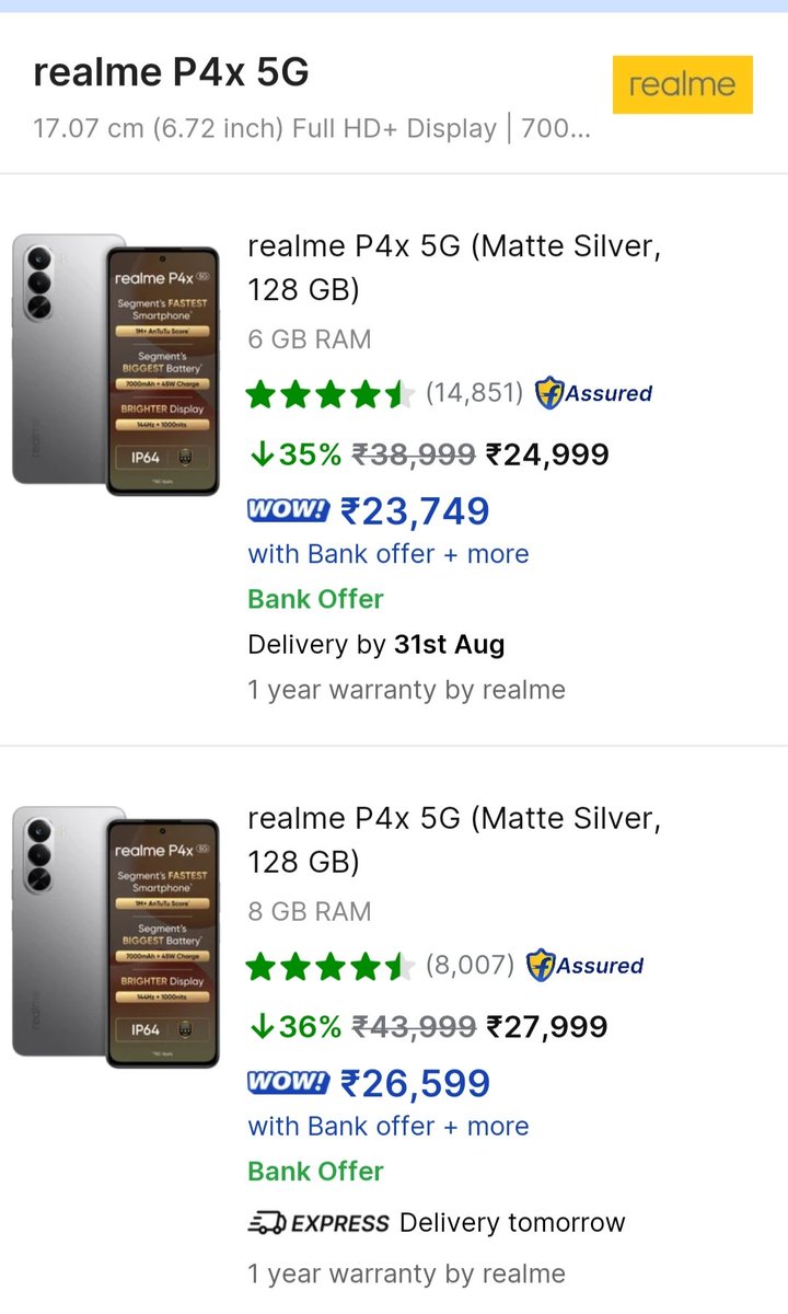 Gadgetsdata's tweet photo. realme P4 Power price hiked by ₹3000‼️
• Now, starts at ₹32,999

realme P4x price hiked by upto ₹3000
• Now , starts at ₹24,999

realme P4 lite 5G price hiked by upto ₹2000
• Now, starts at ₹17,999

realme P4 lite 4G price hiked by upto ₹2000
• Now, starts at ₹13,999

realme P4R price hiked by upto ₹2000
• Now, starts at ₹19,999
