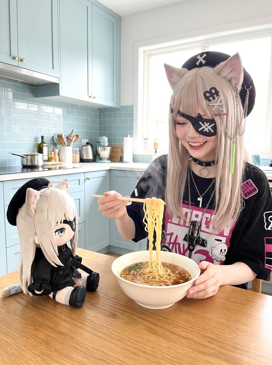 mea_harup's tweet photo. 👾「何か出てきたぞ！？」

インスタントラーメンは、のびた麺が好きなの変！？ https://t.co/mESOe2oRBU