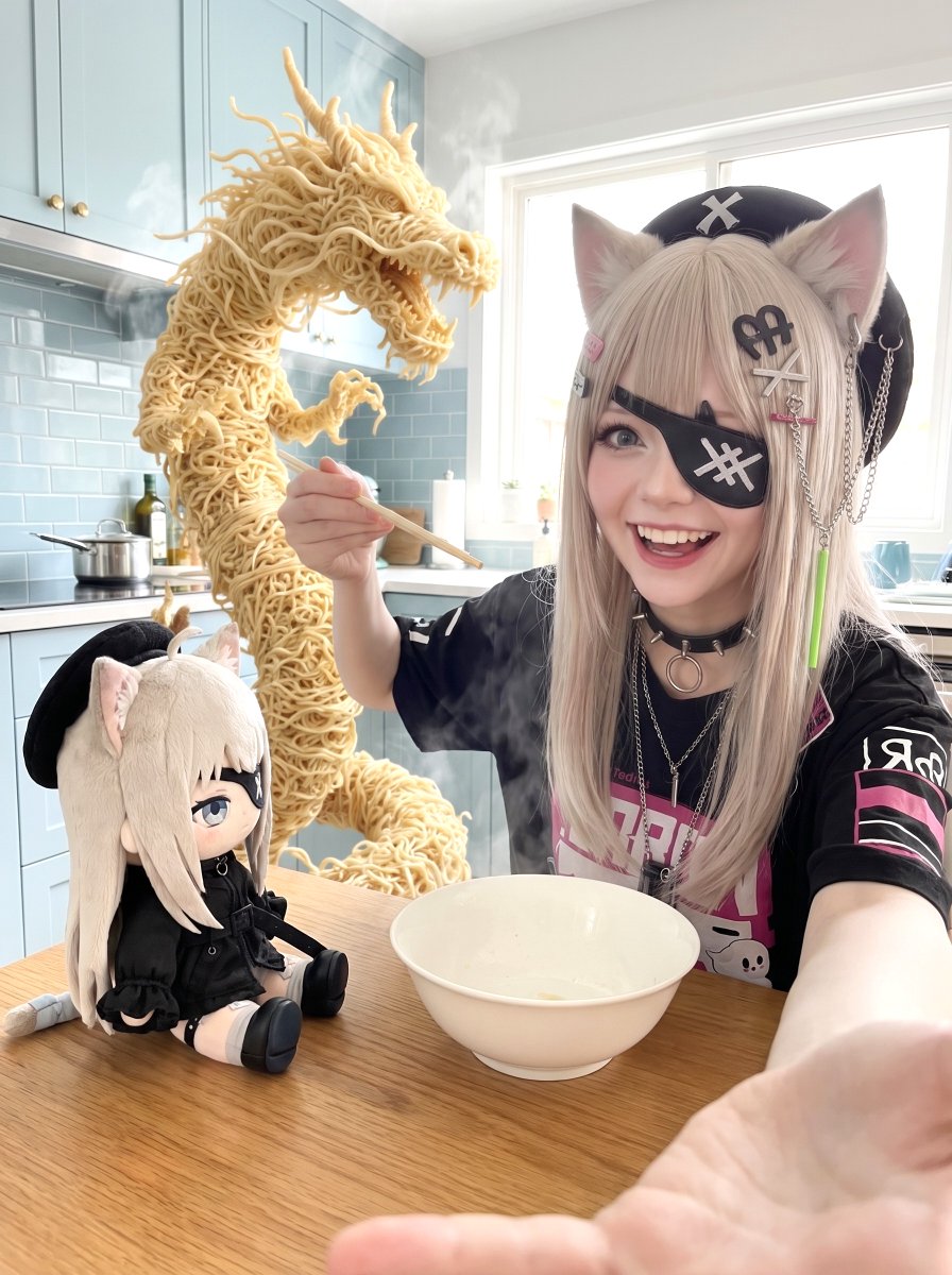 mea_harup's tweet photo. 👾「何か出てきたぞ！？」

インスタントラーメンは、のびた麺が好きなの変！？ https://t.co/mESOe2oRBU