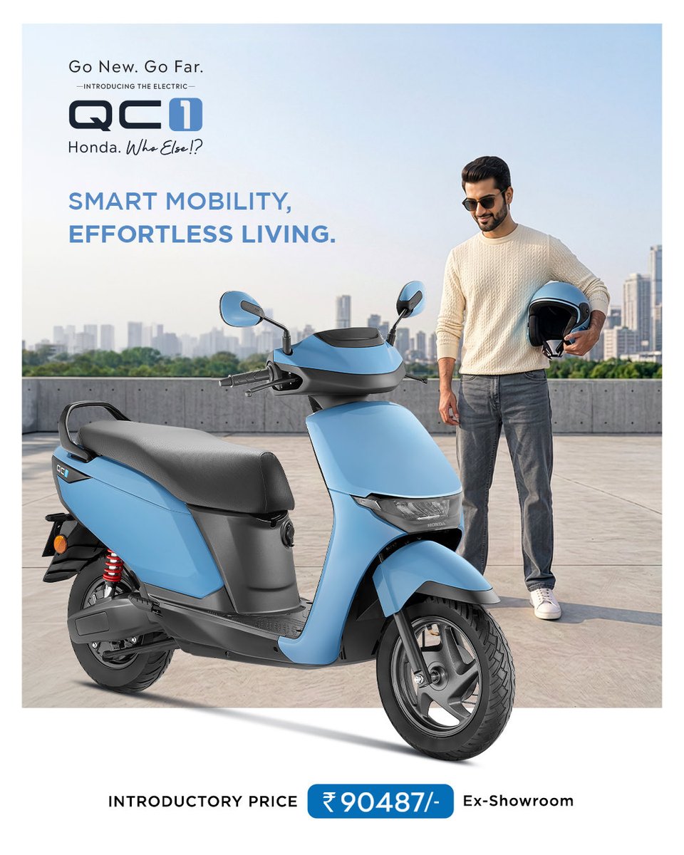 honda2wheelerin's tweet photo. Built for today’s on-the-go lifestyle, QC1 makes everyday commuting smart, smooth and effortless. Practical and reliable, it brings simplicity and convenience to electric mobility.

#Honda #Honda2Wheelers #ThePowerOfDreams #QC1 #GoNewGoFar https://t.co/IS0RQcnLx2