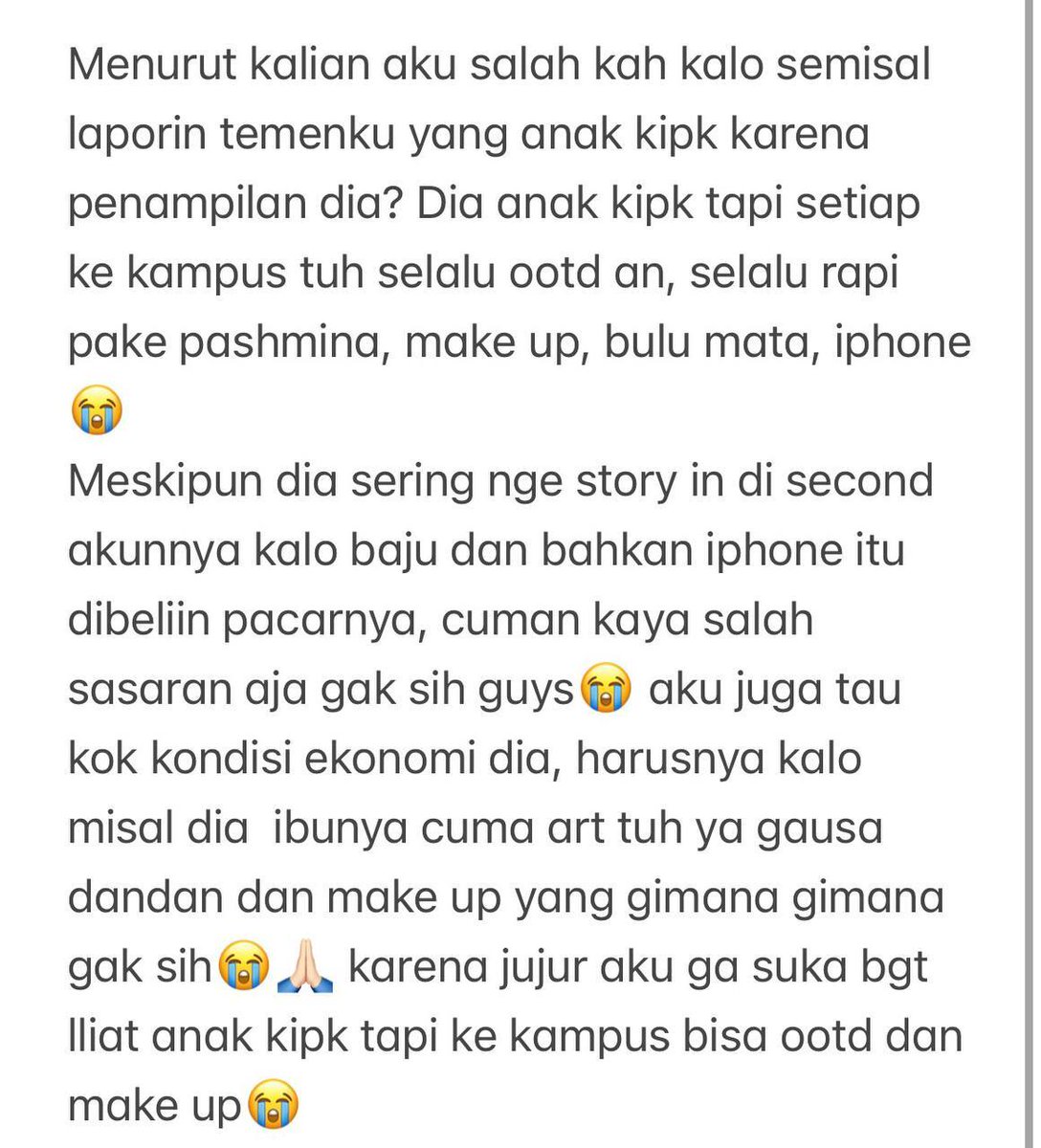 um_menfess's tweet photo. Um! Pleaseee apa aku salah ya? Karena pas aku ceritain ini ke temen deketku, aku malah diomelin dan sekarang mereka agak ngejauhin aku😭 https://t.co/SlZe1uCHFQ