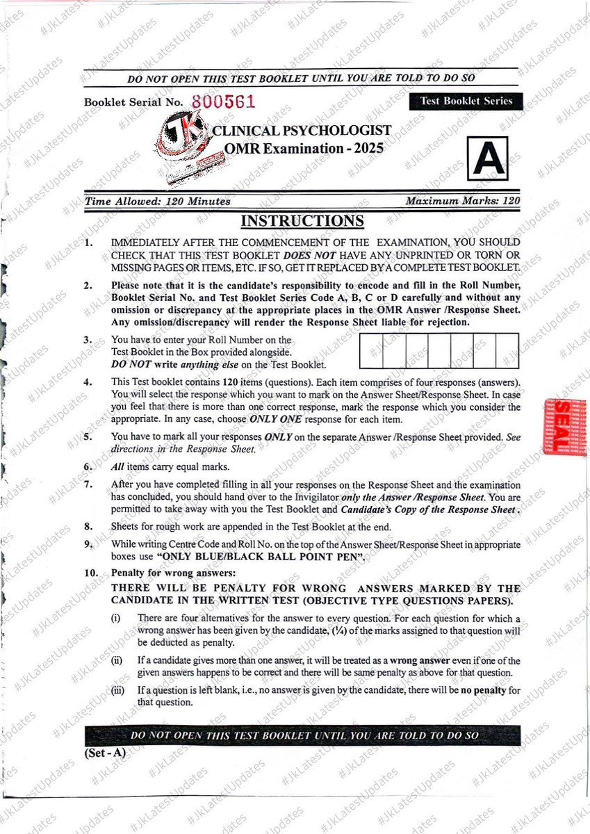 JkLatestUpdates's tweet photo. [J&amp;K SSB ]
.
.
>>  Question Paper Clinical Psychologist Posts. #JkLatestUpdates
.
>Check https://t.co/ydmTKh4tmy
.
> [SHARE IT] + #Jammu #Kashmir #QuestionPaper #Paper #JKSSB https://t.co/YHADLaBQXV