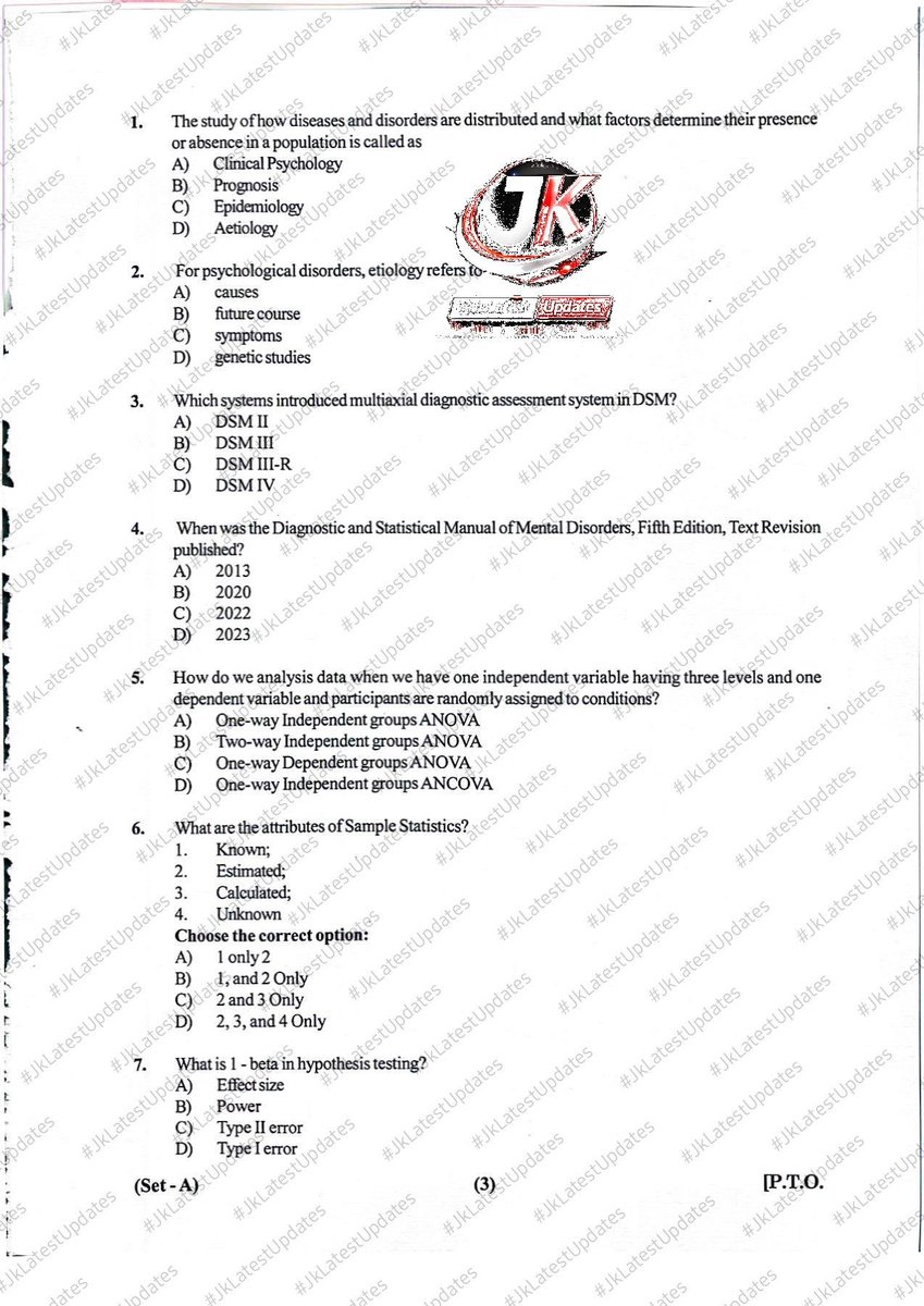 JkLatestUpdates's tweet photo. [J&amp;K SSB ]
.
.
>>  Question Paper Clinical Psychologist Posts. #JkLatestUpdates
.
>Check https://t.co/ydmTKh4tmy
.
> [SHARE IT] + #Jammu #Kashmir #QuestionPaper #Paper #JKSSB https://t.co/YHADLaBQXV