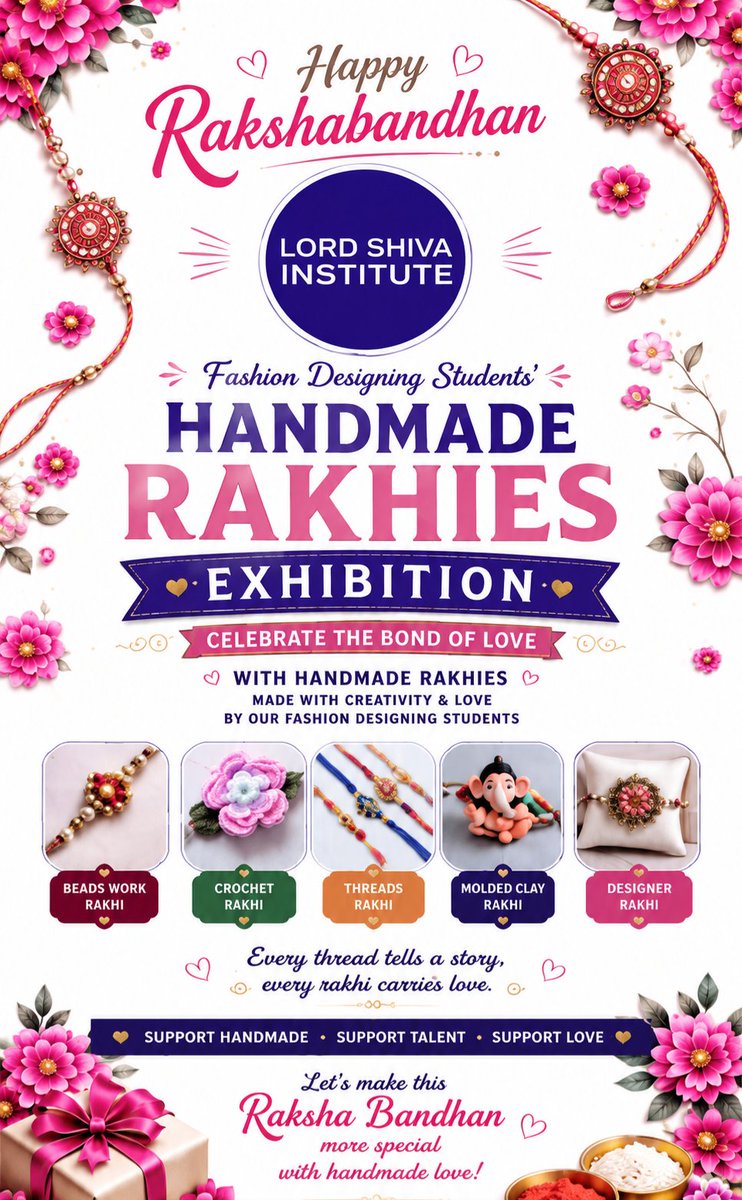 lsihmr's tweet photo. 🎀 Celebrating the beautiful bond of love, care &amp; togetherness! 💕
✨ Rakhi Exhibition &amp; Celebration ✨
Handmade with love, celebrated with joy! 🪢💖 https://t.co/V50BkJemAs