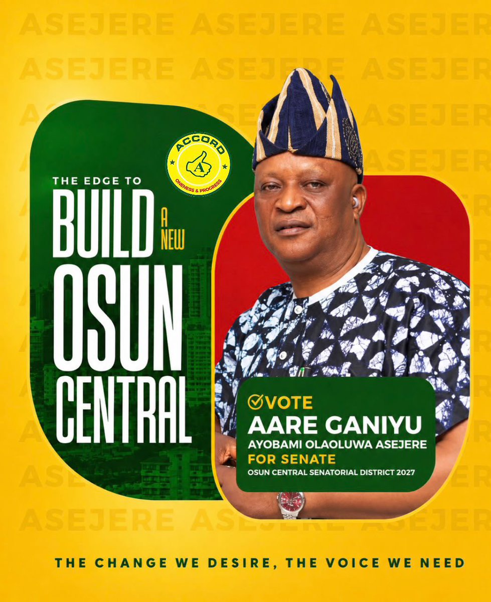 ARAFFoundation1's tweet photo. *AARE ASEJERE: TESTED. PROVEN. EXPERIENCED.*

A Record of Service. A Wealth of Experience. A Stronger Voice for Osun Central @AareAsejere https://t.co/pkJJLwkZZc