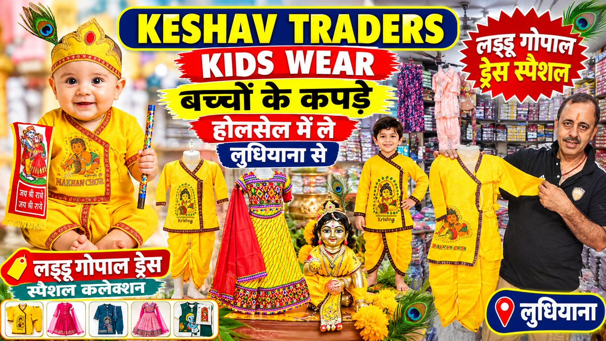 BESTBUSINESS150's tweet photo. Kids Wear Wholesale Shop Ludhiana,Keshav Traders Ludhiana,Laddu Gopal Dress,Radha Dress,Baby Dress
Shop Address:
Keshav Traders
Street No.7, Field Ganj
Back Side Shri Dukh Niwaran Gurudwara
Ludhiana Punjab
For Order Contact Mo:87250-63000
Full Video Link:https://t.co/qjhLqmOWhM https://t.co/Lut4jAgQYK