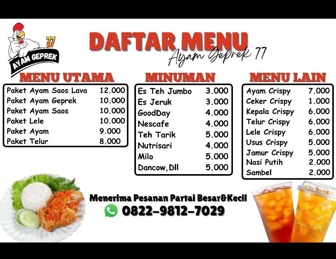 AdiRistanto7's tweet photo. @kangbedahhh Ini malah 10 rebuan aja dapet nasi ayam,larisin ya gaes 
#ayamgeprek77
Lokasi barat Ambarukmo Plaza https://t.co/sN3l4BSQS8