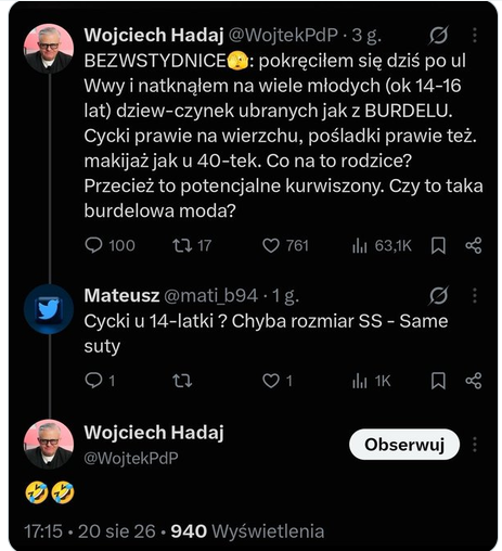 K_Hejsuczki's tweet photo. Z Kanału Zero, ani z alertów RCB, z którymi dzielnie walczy red. Krzysztof, nie dowiecie się, że jego przedstawiciel i godny reprezentant jego światopoglądu, kręci się po Warszawie oglądając piersi 14-latek. https://t.co/l5o0yerbk3