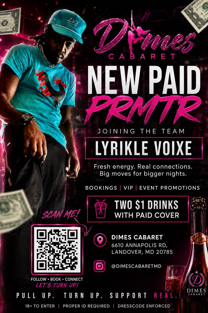 IAMMEI2X's tweet photo. NOW LOOKING AT THE NEWEST PRMOTR FOR THE NIGHT CLUB
*DIMES CABARET* from DMV TO ARIZONA  #PROMOTER #NIGHTCLUB #CLUBPROMOTER @dimescabaret #LyghteLyfeEmpire #LVX #CEO #INFLUENCER https://t.co/b904cDKt8d
