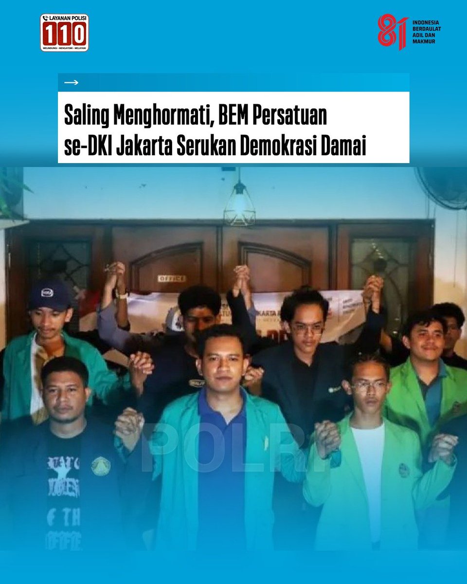 POLRESTA_MKW's tweet photo. Menjelang rencana aksi Aliansi Masyarakat Pati Bersatu (AMPB) di Jakarta, sejumlah mahasiswa yang tergabung dalam Aliansi BEM Persatuan se-DKI Jakarta mengajak seluruh pihak menjaga ruang demokrasi tetap terbuka, damai, dan bermartabat. Koordinator BEM Persatuan se-DKI Jakarta, https://t.co/YfG5KyvIyh