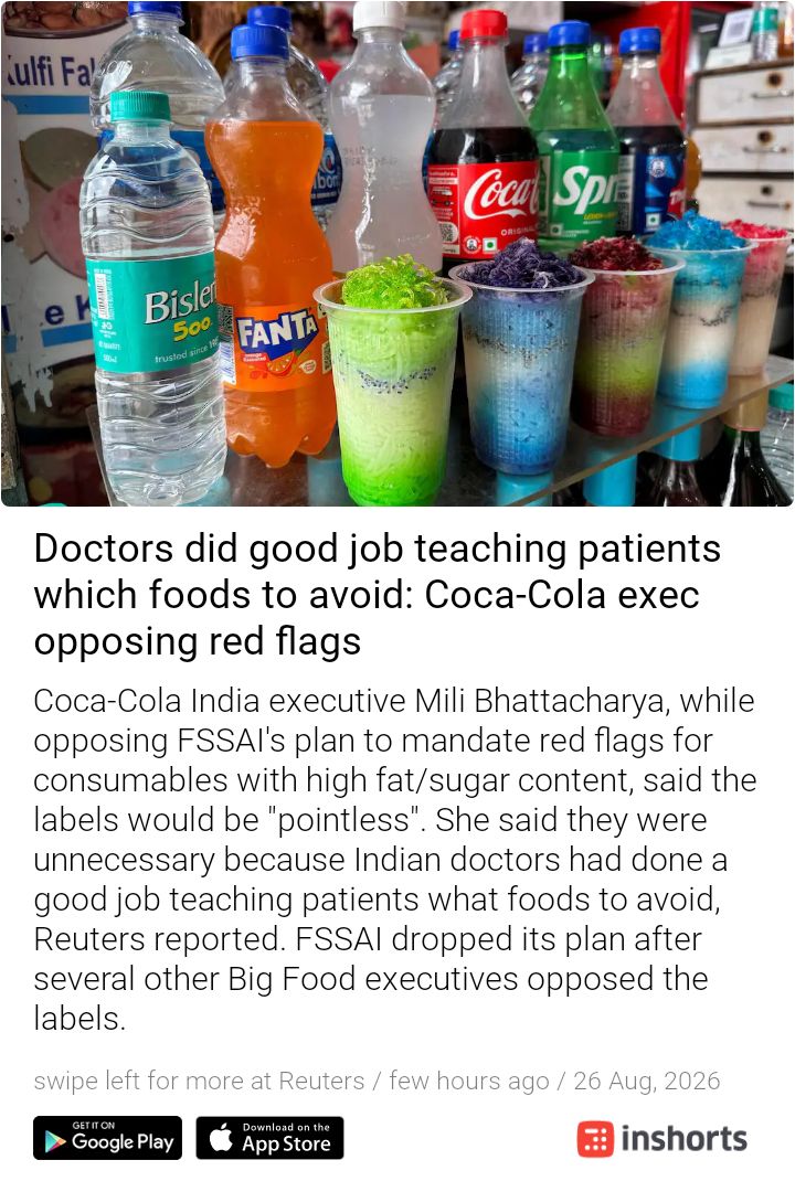 swapnilzs's tweet photo. One of these American 'cola' duopolists giving absurd logic to avoid accountability &amp; transparency. Indians are watching the response of regulatory bodies. Such arguments should be shown dustbin.

If you can't comply, then get out of India. @CocaCola

Bring it. @fssaiindia https://t.co/IE5bVdcDRV