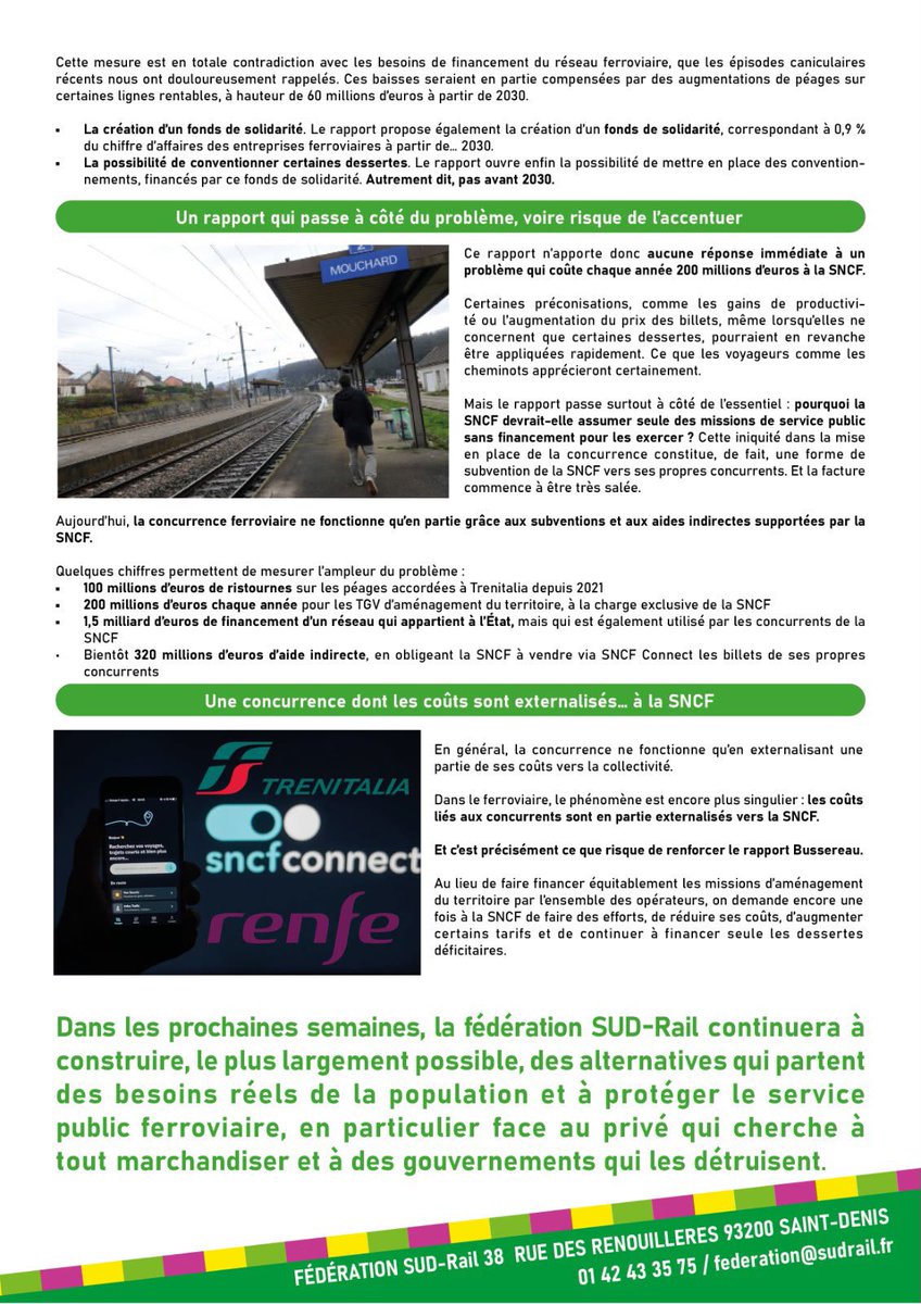Fede_SUD_Rail's tweet photo. đ Rapport #Bussereau : le #TGV dâamĂ©nagement du territoire en vĂ©ritable danger, quelques explications âŹïž https://t.co/LoIYUg21H5