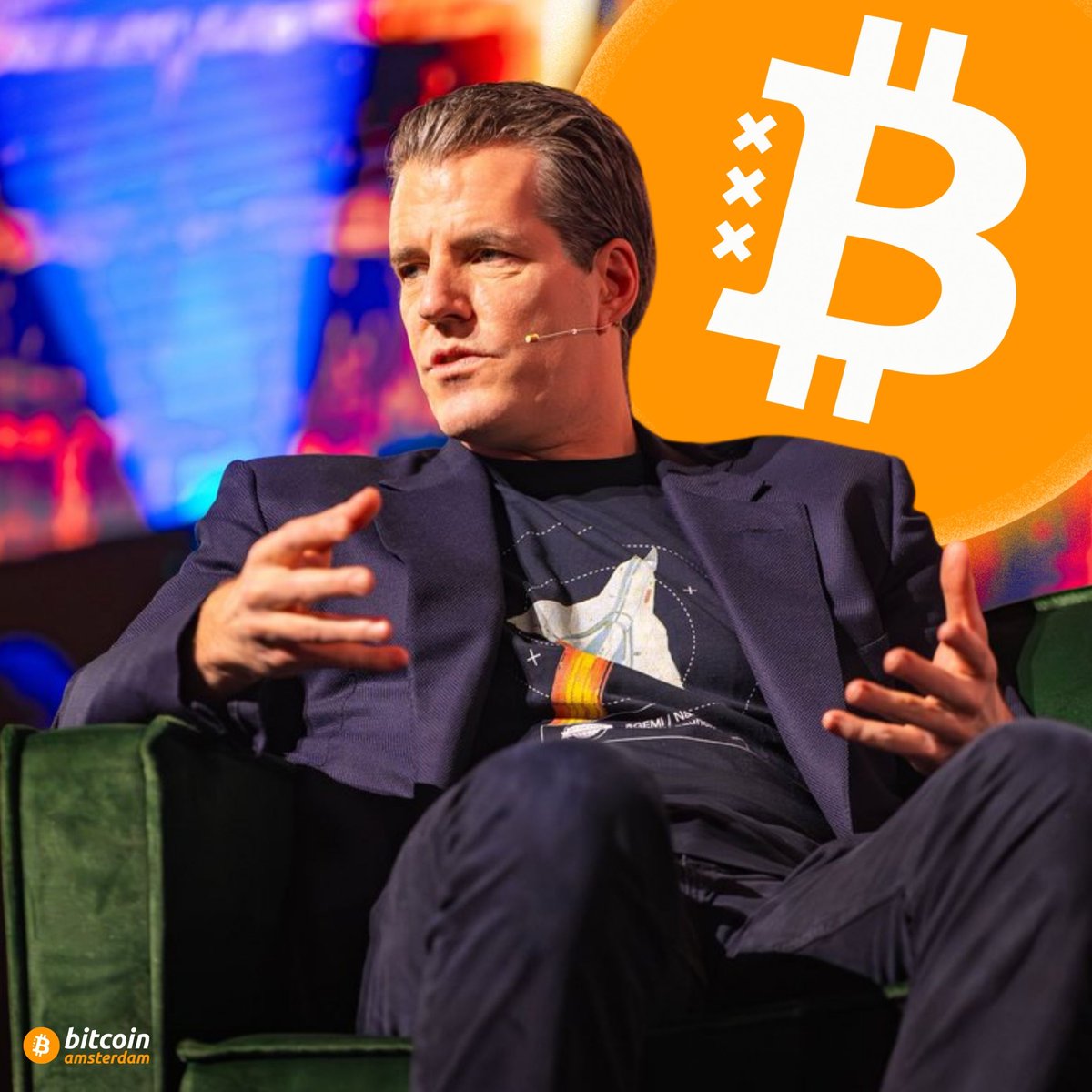 BitcoinConfEUR's tweet photo. TYLER WINKLEVOSS: "If Bitcoin is Gold 2.0, then it has to disrupt gold"

"That indicates a price per Bitcoin of $1 million" 🚀 https://t.co/Ota9yJv8qZ
