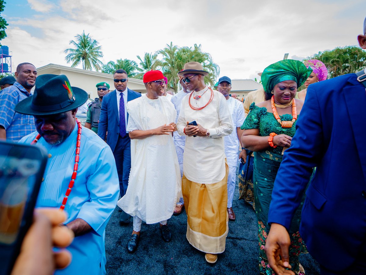IAOkowa's tweet photo. Yesterday, I joined His Excellency, Governor Sheriff Oborevwori and High Chief (Dr.) Broderick Arigbodi for the traditional marriage ceremony of their children, Innocent and Uvietobore.

It was a beautiful celebration of love, family, and our rich cultural heritage.

I congratulate both families on this joyous occasion and pray that God blesses the union with love, peace, understanding, and enduring happiness.

May their home be filled with grace, joy, and the blessings of a beautiful life together.