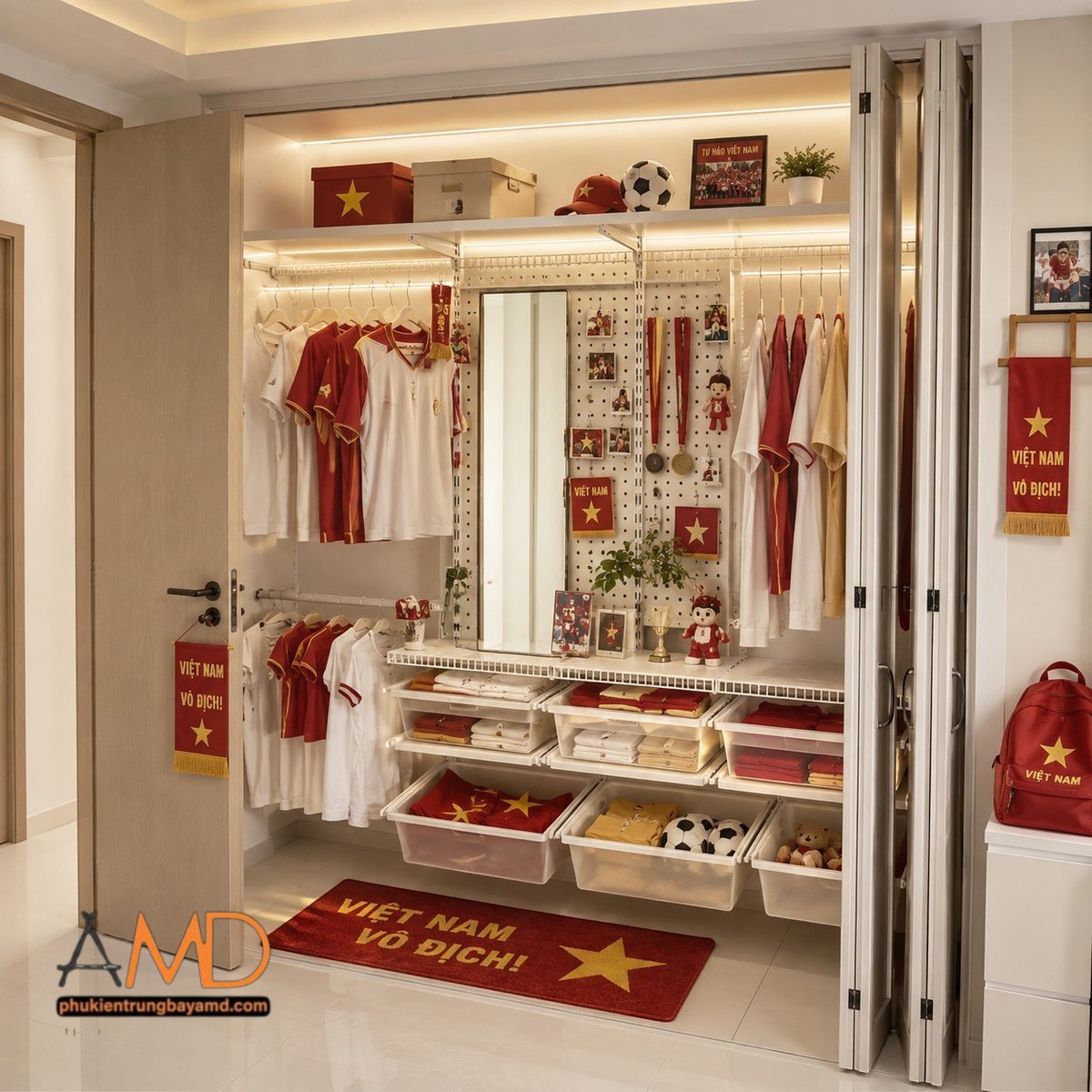 AMDSHOP6's tweet photo. 🪞 VIỆT NAM VÔ ĐỊCH RỒI – SOI GƯƠNG CHỈNH CHU RỒI ĐI ĂN MỪNG THÔI! 

HỆ CÁNH TỦ AMD
✨ Đóng lại gọn gàng – Mở ra tiện nghi.
Fanpage FB: https://t.co/AK0Qecnkwp - Kệ Thanh Ray AMD
📞 SĐT: 0931433499
#KệThanhRayAMD #KệThanhRay #DecorPhòngNgủ #NộiThấtHiệnĐại https://t.co/B8cRPv1PW5