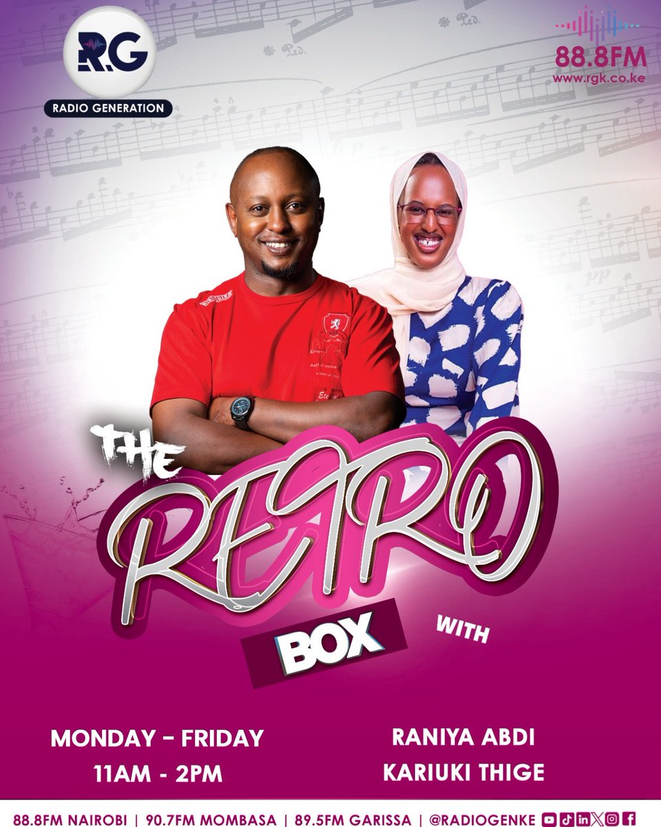 RadioGenKe's tweet photo. Thursday calls for a little trip down memory lane. The classics are taking over #TheRetroBox today, what’s the one throwback you’ll never skip?
#HomeOfHardTruths
@KariukiThige &amp; @RaniyaAbdi https://t.co/WkHXwpDQlk