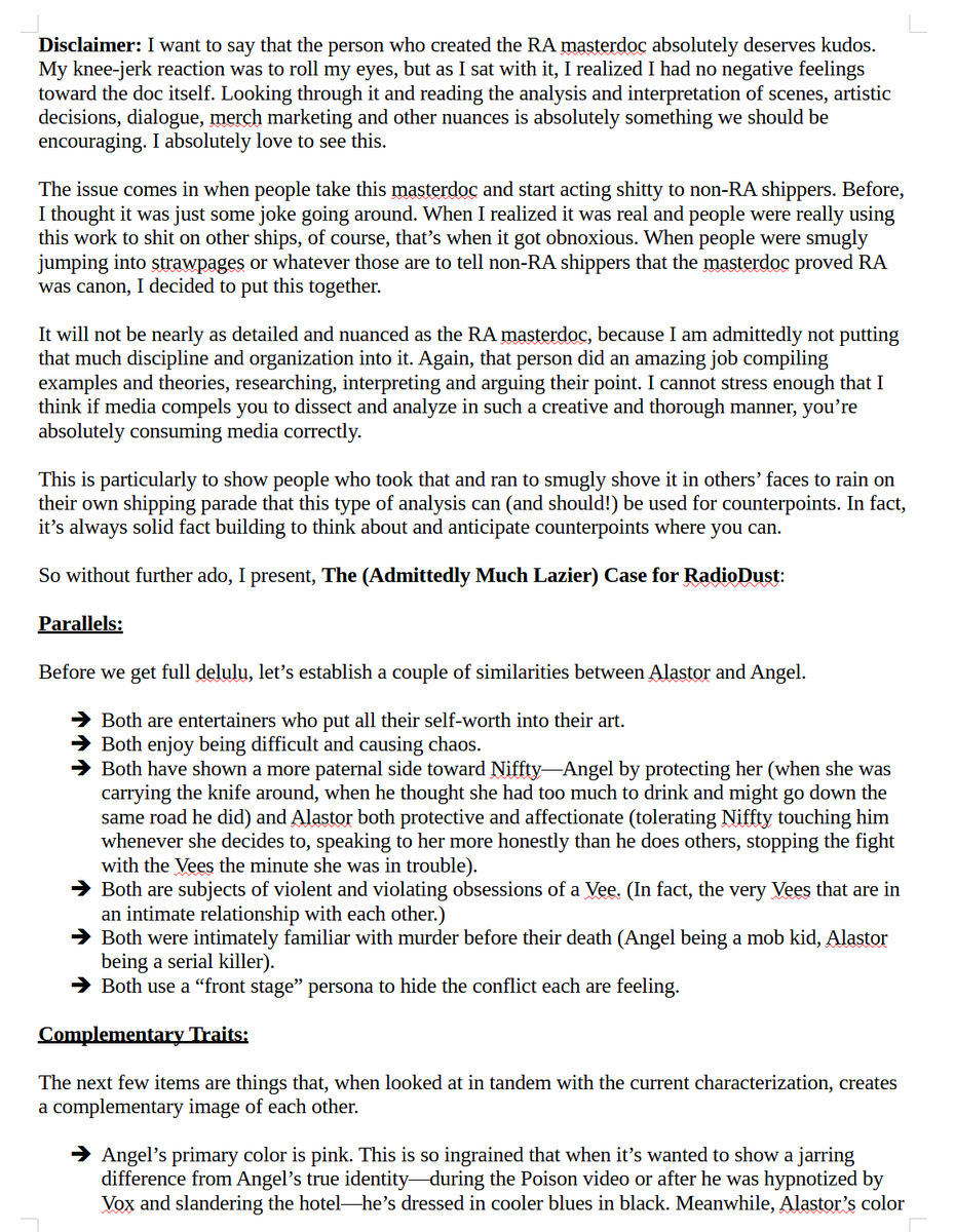 unhinged_goblin's tweet photo. I read the RA masterdoc and I applaud the person who made it. Analyzing media is something we SHOULD do because it's FUN. But people got hold of it and acted insufferable. So I present to you, A Way Less Nuanced Write-Up for the Case of RD. (One more screenshot in the comments) https://t.co/Ek9lMpadLn