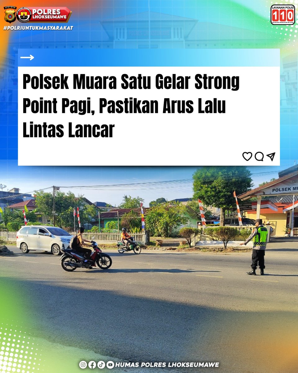 polisilhok's tweet photo. Polsek Muara Satu Gelar Strong Point Pagi, Pastikan Arus Lalu Lintas Lancar

#Bangkitbersamapoldaaceh
#polriuntukmasyarakat
#bidhumaspoldaaceh #poldaaceh #polripresisi https://t.co/4MGZdvfW4p