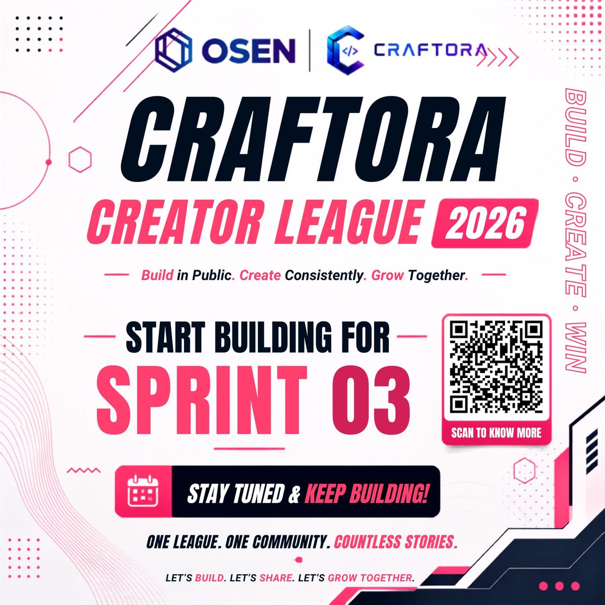 craftorahq's tweet photo. 🚀 CRAFTORA CREATOR LEAGUE 2026 — SPRINT 03 IS LIVE

Build in Public. Create Consistently. Grow Together.

Sprint 03 is officially open. Here's what you need to know:

📅 Submission deadline: September 7 https://t.co/4hsMjIGWip
