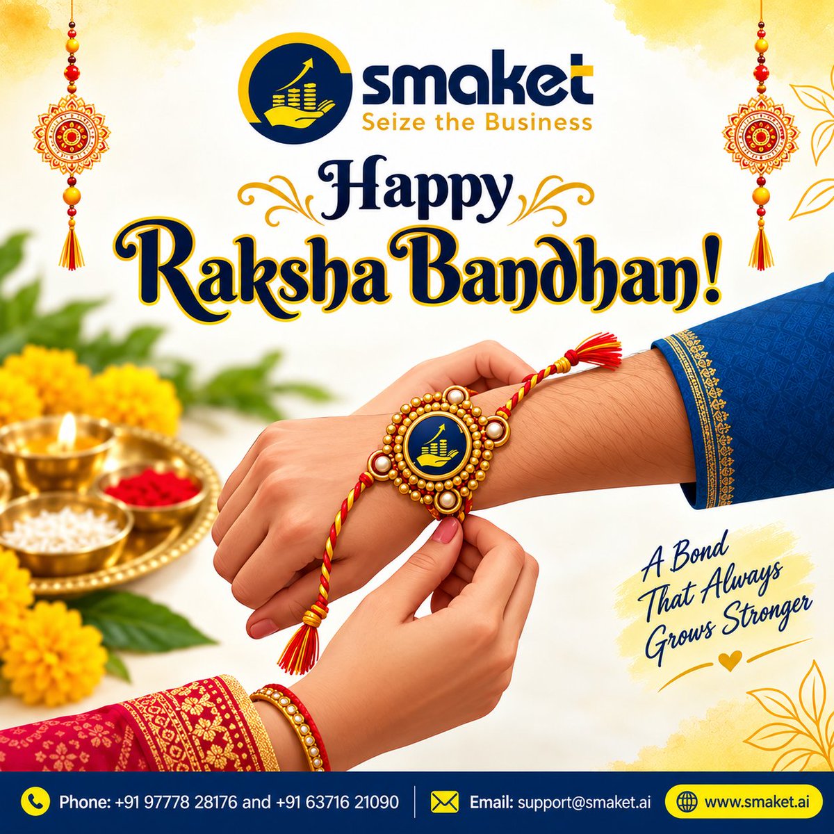 SmaketSolutions's tweet photo. 🪢 Happy Raksha Bandhan! 💖

🌸 Wishing everyone a joyful and memorable Raksha Bandhan filled with happiness, laughter, and beautiful moments with loved ones.

🎉 Happy Raksha Bandhan from the Smaket Family!

#HappyRakshaBandhan #RakshaBandhan #Smaket #FestiveGreetings https://t.co/gyTz7DaccC