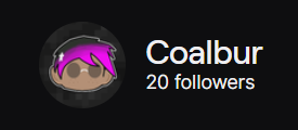 Coalbur's tweet photo. We also hit 20 followers this stream :3 💜 https://t.co/uocsWQI27V