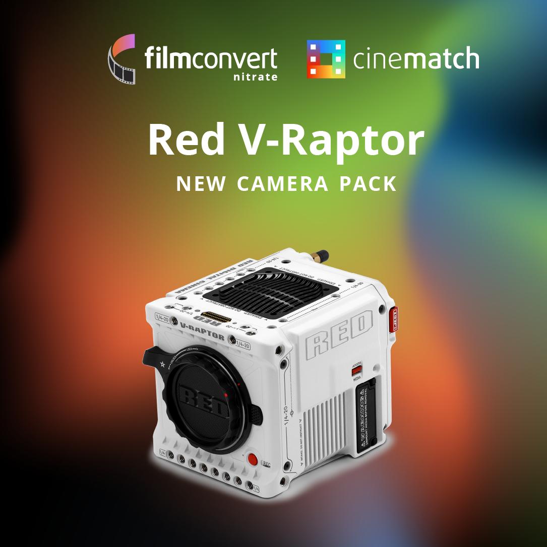 FilmConvert's tweet photo. FilmConvert Nitrate and CineMatch now include a camera pack for the Red V-Raptor. Open your plugin's camera list, find Red V-Raptor, and download the profiles from there. CineMatch users will need to update their plugin first. https://t.co/rV37w1yD4R