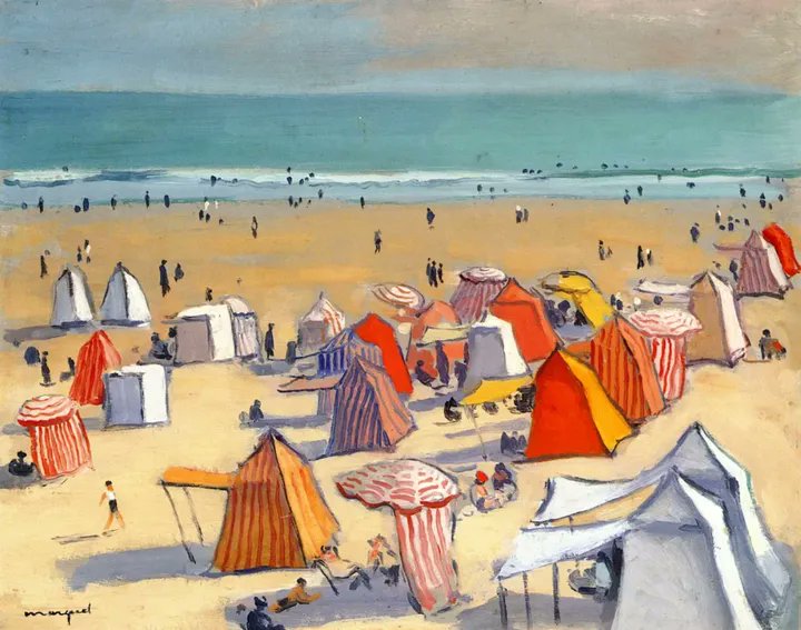 MenschOhneMusil's tweet photo. La plage des Sables-d'Olonne (sandy beach at Olonnes), Albert Marquet, 1938. https://t.co/xoOe6trDDX