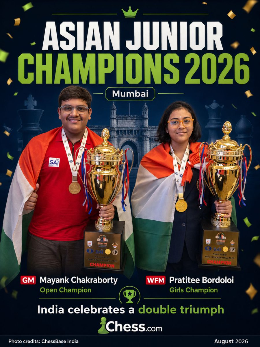 chesscom_in's tweet photo. Congratulations to Mayank and Pratitee! https://t.co/70udFiiUoV