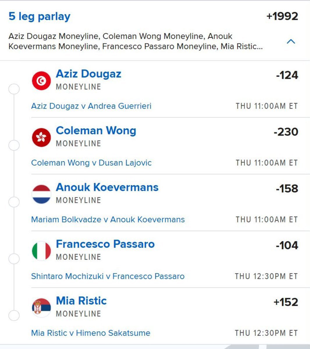 KarmenPicks's tweet photo. 🔥 5-LEG TENNIS PARLAY LOCKED IN! 🎾🔒 @Playbook

DISCORD LINK 🔗 IN BIO IF YOU WANT ACCESS TO ALL MY BEST PLAYS !

https://t.co/gzvGMCEeC4

#NBA 🏀 | #WNBA | #CBB 🏀 | #PrizePicks 🔐 | #PROPS | #POTD 📋 | #Picks | #MLB ⚾ | #Gambling𝕏 | #Parlay @Playbook #GGFFREE https://t.co/Vim8ituY7r