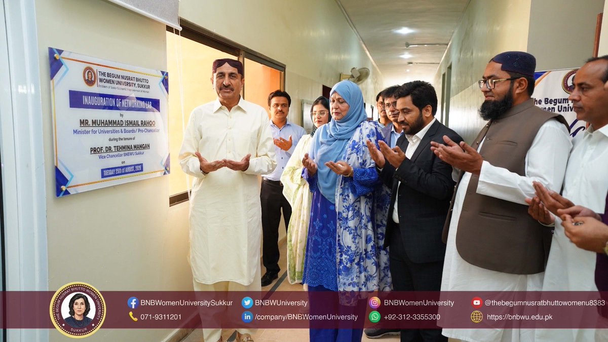 MIsmailRahoo's tweet photo. Sukkur; Visited Begum Nusrat Bhutto Women University (BNBWU Sukkur) and inaugurated Career Connect Networking Lab.
Career Connect Networking Lab will provide access and opportunities to students with jobs, internships, scholarships, training and career counselling, while the Networking Lab will strengthen hands-on learning in contemporary IT and networking technologies.
An appreciable effort by the VC and his team of BNBWU.