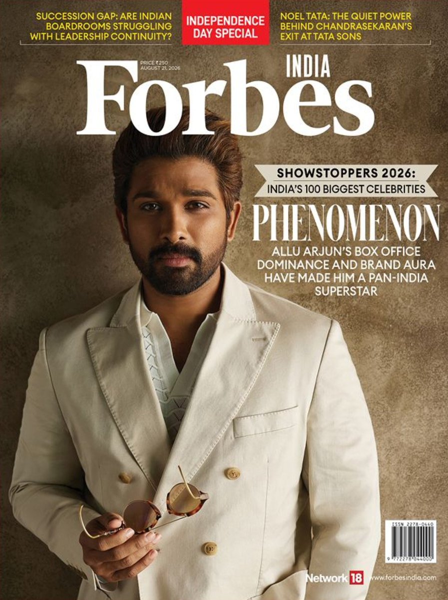 inc_Prashanth's tweet photo. LATEST 🚨: India's Biggest MEGASTAR #AlluArjun on the cover page of Forbes india a true symbol of pan India stardom, Box office Beast and unstoppable influence @ForbesIndia #Raaka 💥🥶

@alluarjun https://t.co/rWmhaSgv2M