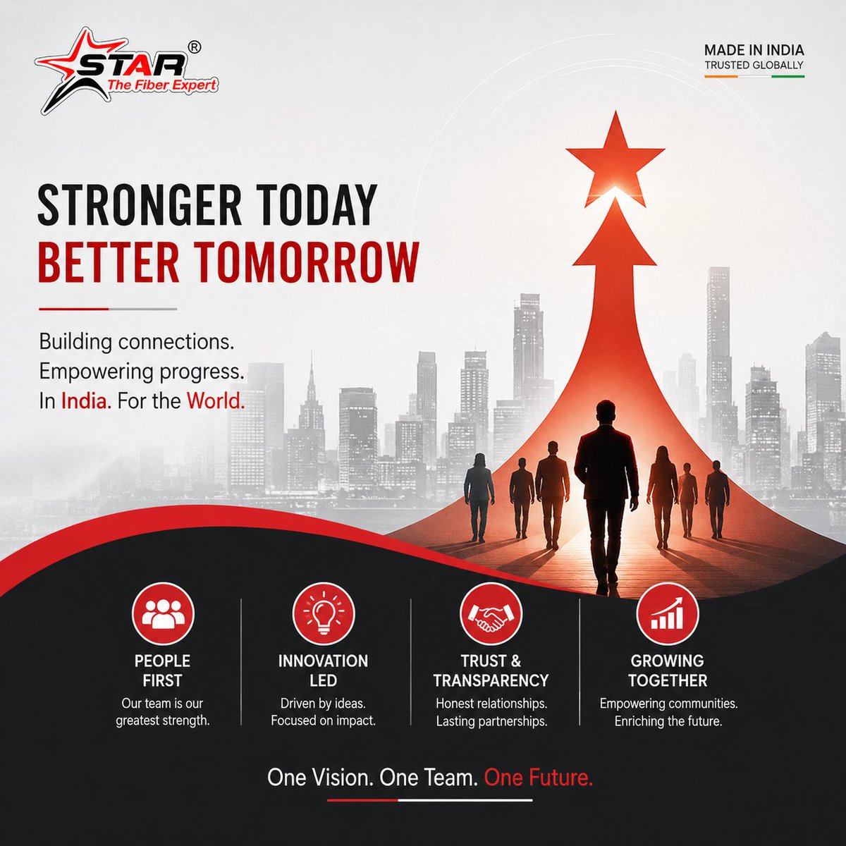 StarInfomatic's tweet photo. Stronger Today. Better Tomorrow. 🚀

At STAR – The Fiber Expert, we believe strong connections create a stronger future.
Driven by people, innovation, trust, and progress, we’re building smarter connectivity and empowering a better tomorrow.
One Vision. One Team. One Future.

#StarTheFiberExpert #FiberOptics #FiberOpticSolutions #Innovation #Connectivity #DigitalIndia #FutureReady #Technology #StrongerTogether #BetterTomorrow #MadeInIndia #OpticalFiber