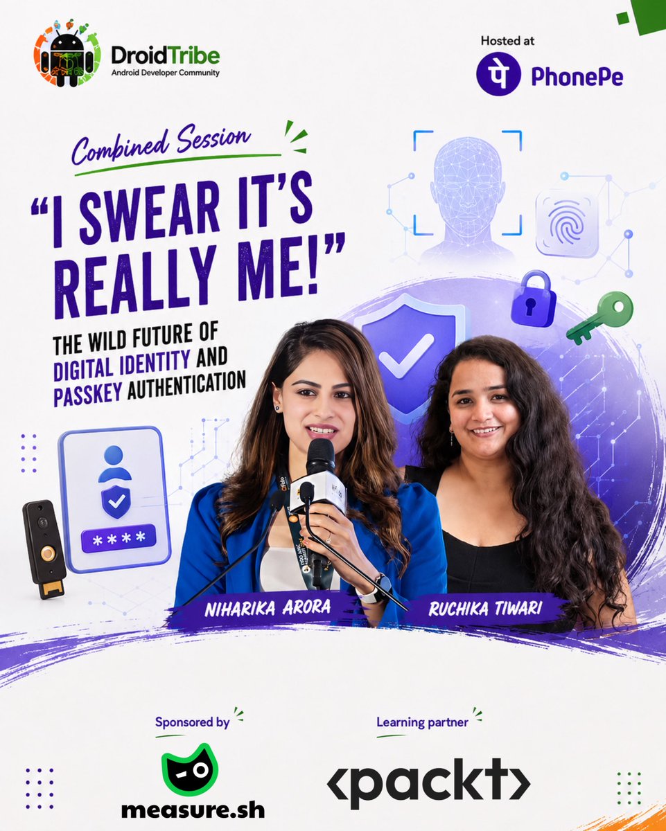 DroidTribeCom's tweet photo. See who's joining us from @Google 👀 

@theDroidLady &amp; Ruchika Tiwari are joining the us for a session:

"I Swear It's Really Me!" - The Wild Future of Digital Identity and Passkey Authentication

🗓️ 12 Sept, 2026
📍 PhonePe, Bengaluru

👉 Register now: https://t.co/kCRTpLRem0 https://t.co/ZqO5O5s8Qb