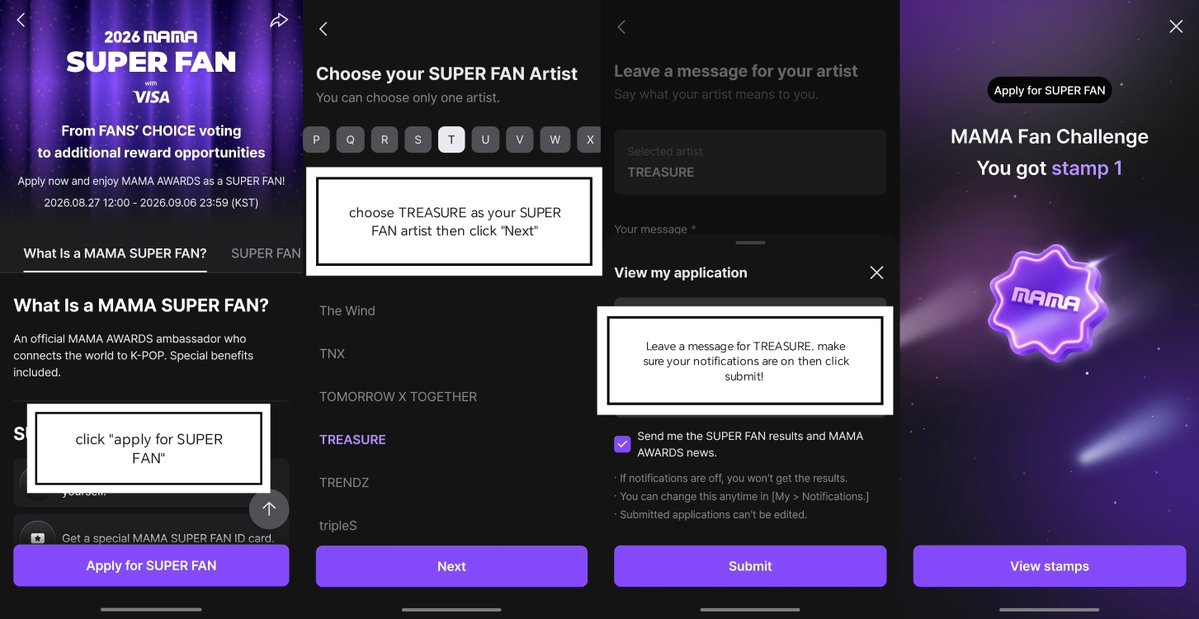 TreasureVotes's tweet photo. 📢 MAMA Super Fan Application 

Teumes! #TREASURE is #3 for the most chosen by the super fan applicants! Keep the fire burning! 🔥

Continue on applying here 👉🏽 https://t.co/YPd2lCqxPn

@treasuremembers https://t.co/DyuRjl2E0S