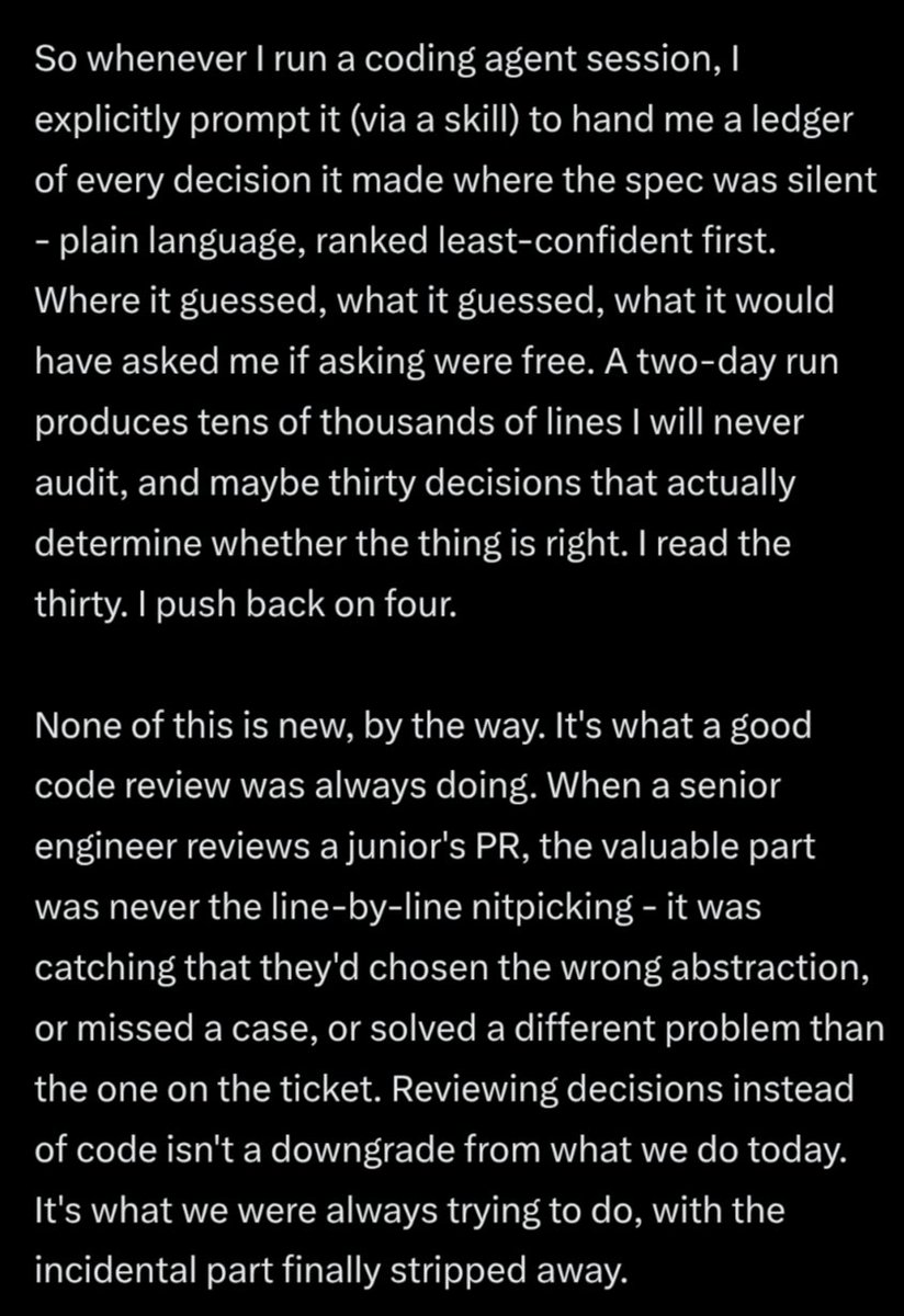 Korinaldamt's tweet photo. Effectively coding with AI is just following SDLC practices. If there's one thing to take away, it's this. 

 I made it a skill. Install it:

npx skills add THENIROCK/decision-ledger-skill --skill decision-ledger https://t.co/6504wyg02H