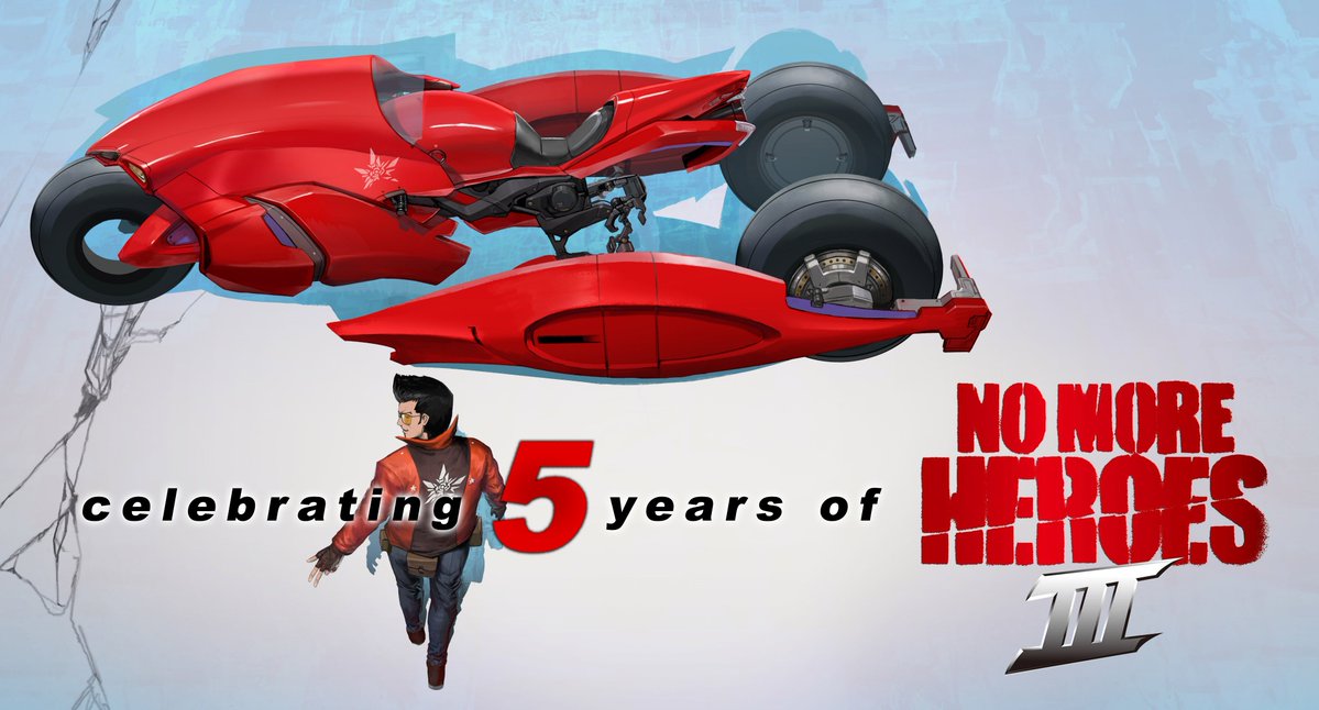 Grasshopper_EN's tweet photo. Happy 5th Birthday to one of our biggest &amp; proudest titles yet:  No More Heroes III!🥳🎂
On August 27th, 2021, #NMH3 was released worldwide on the Switch, marking Travis Touchdown's retirement &amp; becoming the world's first-ever trillion-seller. Probably. For both those things.😉 https://t.co/meSBuRiAcr