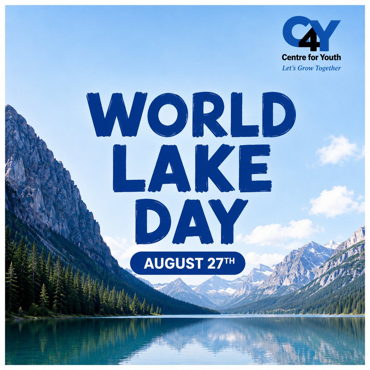 C4Y_IN's tweet photo. August 27, 2026 | World Lake Day
Protect our lakes, inspire action and build a sustainable future together.
#WorldLakeDay #ProtectOurLakes #LakeConservation #WaterConservation #FreshwaterEcosystems #Biodiversity #ClimateAction #YouthForNature #CentreForYouth #C4Y https://t.co/jpe6MVFoNT