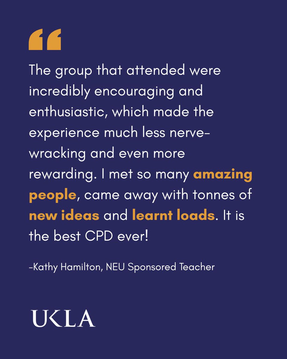 The_UKLA's tweet photo. “I came away with tonnes of new ideas” 
  
Thank you to our @NEUnion sponsored teachers, Chris, Kerry, &amp; Kathy, who joined us to share research &amp; champion literacy at our 2026 International Conference! 
 
#Literacy #TeacherCPD #NEU https://t.co/jziyCIc4Se