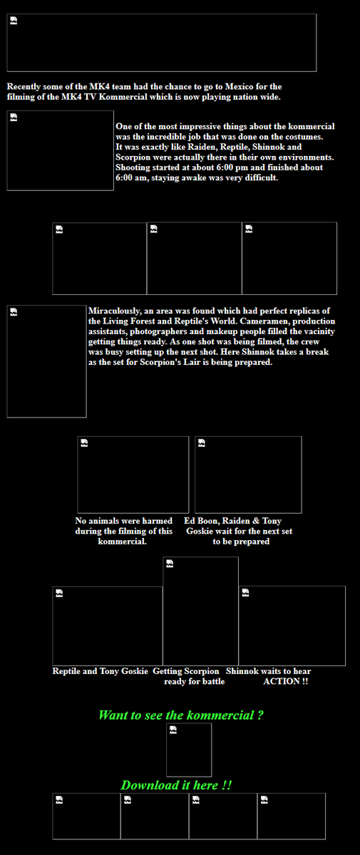 YevgENITCH's tweet photo. @TotalMK @noobde Boon's Page about MK4 Kommercial Production. No any images. No any videos are preserved. All his pages via archive org looks that way unfortunately. https://t.co/K72dmnITGz