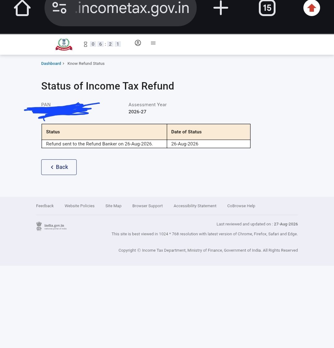 SachinBrock's tweet photo. @CAChirag Not received when i get my refund https://t.co/5yNMufb24y
