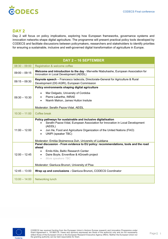 HORIZONCODECS's tweet photo. 👀 Have you seen the #CODECS Final Conference agenda yet?

See what’s coming up on 15–16 September in Brussels 🇧🇪

📋 Research, policy discussions, Living Lab experiences &amp; networking.

Check out the agenda and register 👉 https://t.co/G28nc6i8Iz https://t.co/P5tPjQoKGl