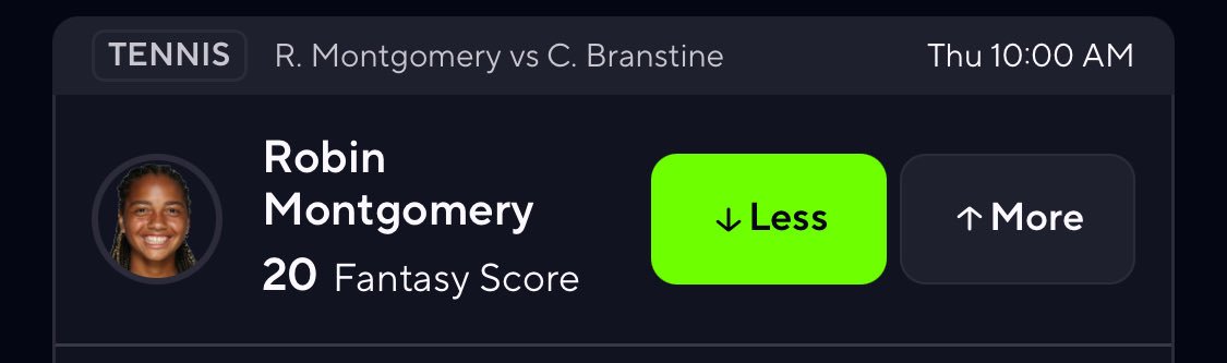 Kameronisha's tweet photo. Robin Montgomery 
Under 20 FS 

#PrizePicks #PowerPlay #MLB #MLBBets #SportsBetting #Baseball #StrikeoutProps #KProps #BettingPicks #BestBets #Parlay #DavisParlay https://t.co/IHpdk4foKd