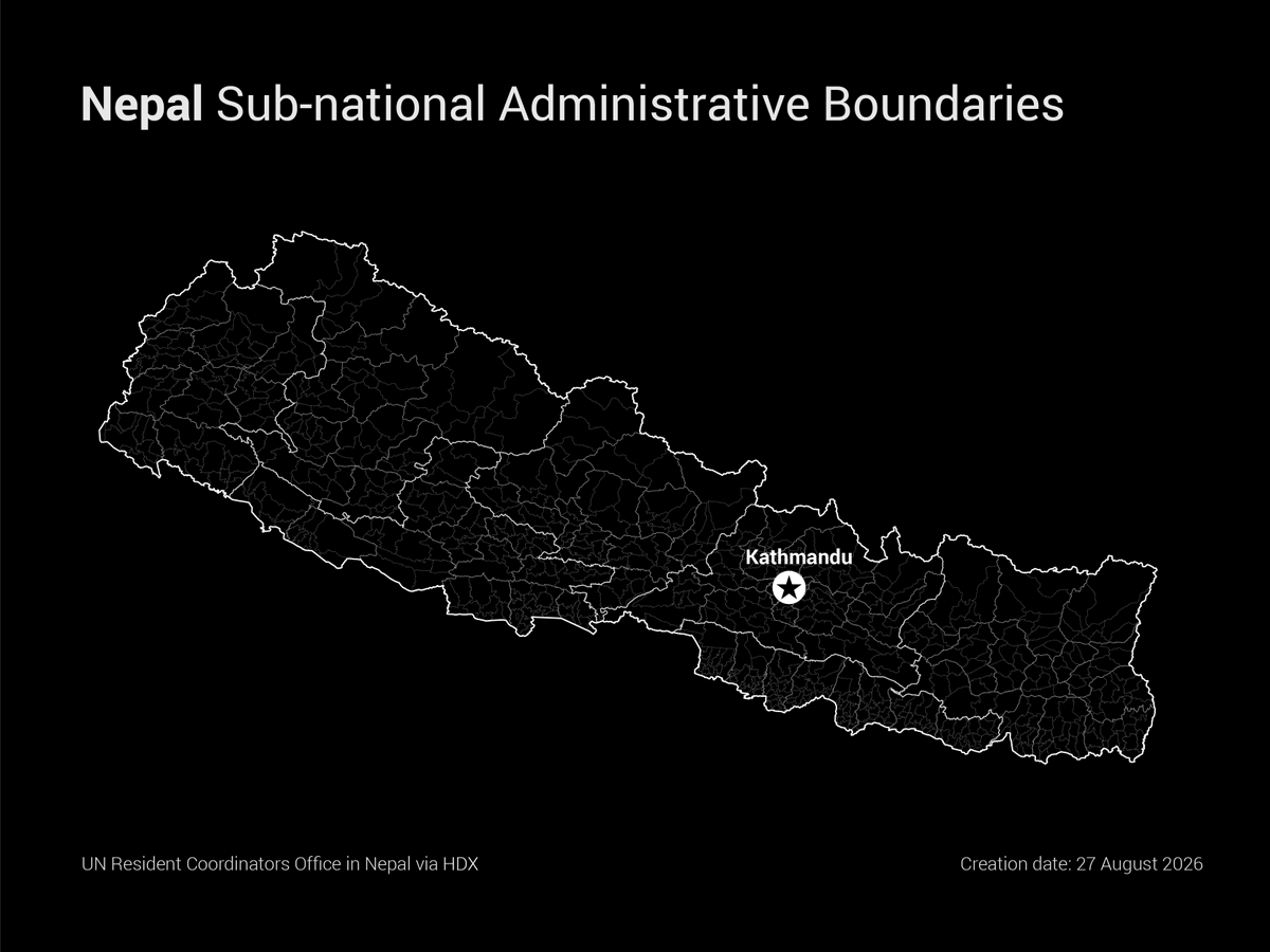 humdata's tweet photo. Severe flooding in #Nepal and #China caused widespread destruction on 26 August 2026 with reports of large numbers of people missing, according to the @UN.

Find Nepal sub-national administrative boundaries on HDX: https://t.co/7F1gJM5hSK https://t.co/gyjLOvtheW