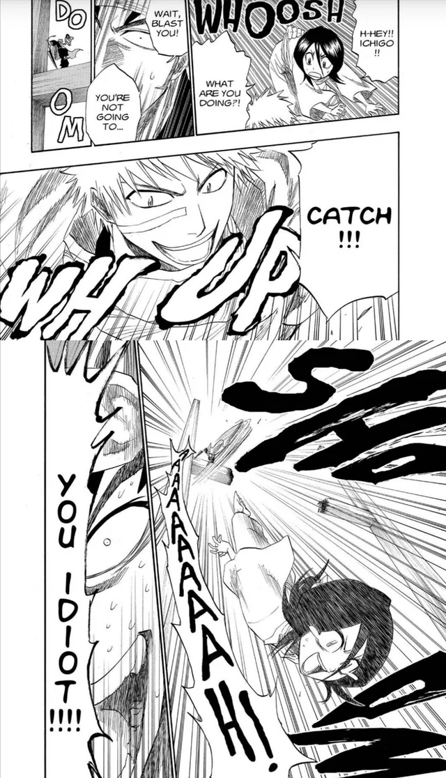 The_Loony_Boy's tweet photo. Want to know a good example of why I couldn't see Ichigo ending up with Rukia?  Look at the example between these two moments.  A perfect example of the differences between how Ichigo is with one over the other  

He is careful with Orihime, with Rukia hes like, 'YEET'! #ichihime https://t.co/TT9zT5a8Kf