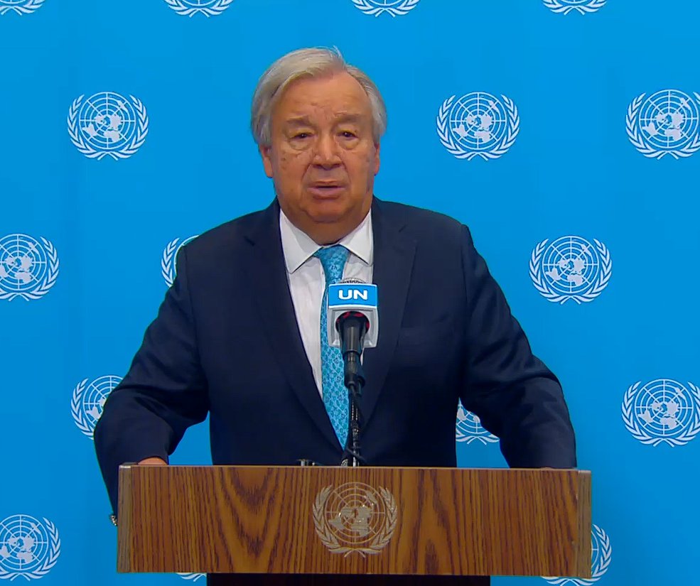 UN_News_Centre's tweet photo. "The Ebola outbreak deserves far greater attention than it is receiving today.

The communities affected deserve far greater assistance.

And the response deserves far greater support." 

- UN Secretary-General @antonioguterres tells the press https://t.co/vLhL4iYTew