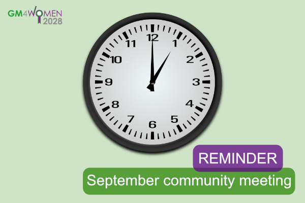 GM4Women2028's tweet photo. ⏰ One hour until we go live: Our September community meeting starts at 1pm today.

Join us online for conversation, connections and updates from across the network:

🗓️ Today
🕐 1.00pm–2.00pm
💻 https://t.co/Ag8xk97PxN

Everyone is welcome.

#GM4Women2028 #CommunityMeeting https://t.co/4A4Y6aOslS