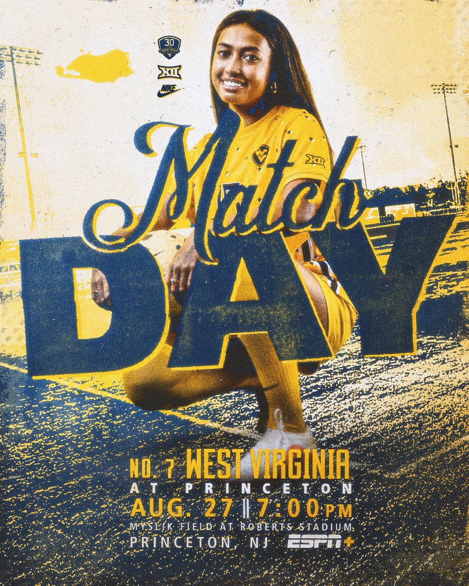LisaStoiaWVU's tweet photo. Good morning ☀️ Nothing better than waking up on Game Day 🤩 First road test of the season as your #7 @wvuwomenssoccer team takes on Princeton tonight @ 7pm EST.  Can’t catch it live then tune into ESPN + #LetsssGoooo https://t.co/0myTyXqVoH
